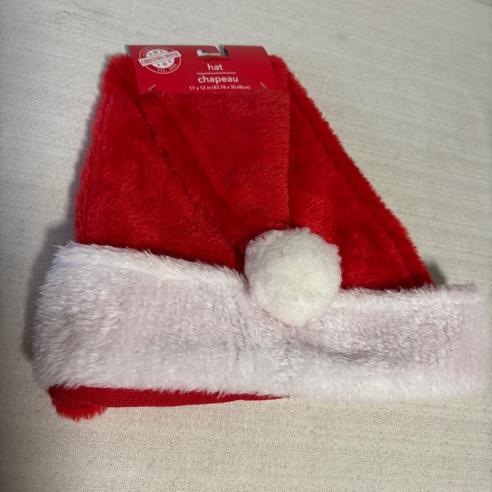Chapeau Xmas Red Hat 17X12 Pompom Santa Cosplay Movie Prop NWT